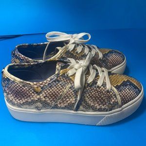 Steve Madden "Emmi" Brown Snakeskin Print Leather Thick Platform Sneakers